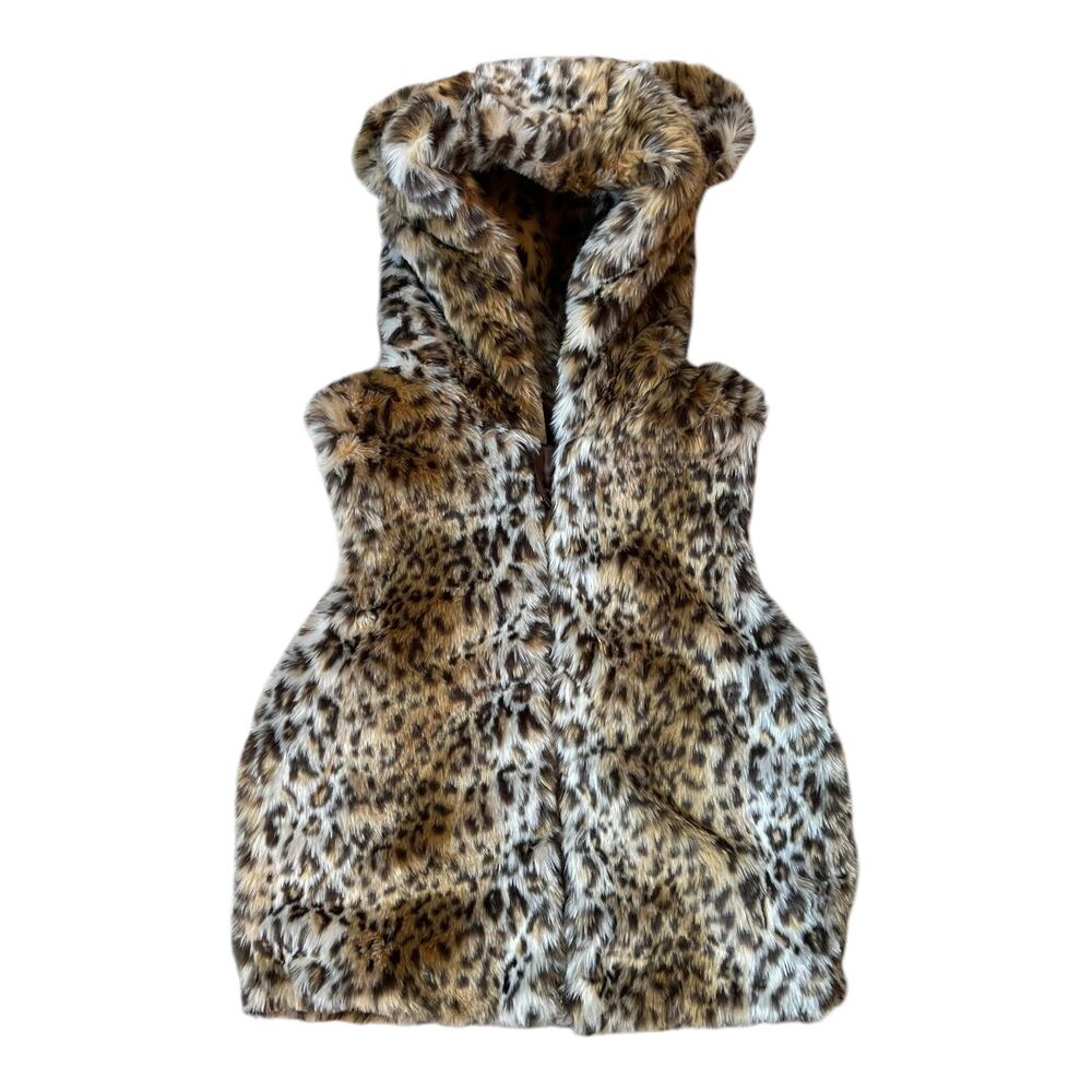 Kate Spade Hooded Faux Fur Vest with Ears Full Zip Velour Lined Girl's Large EUC